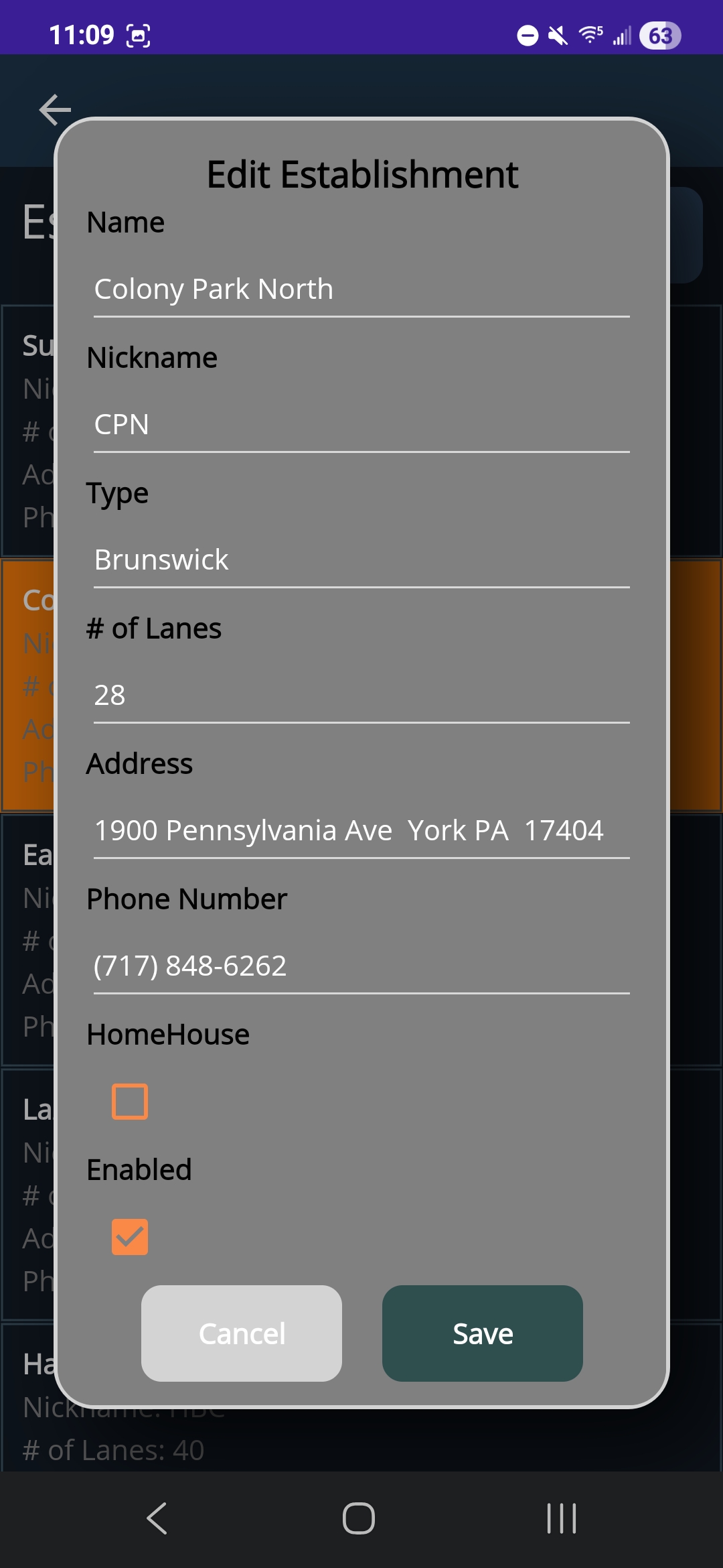 Establishment Registration Popup