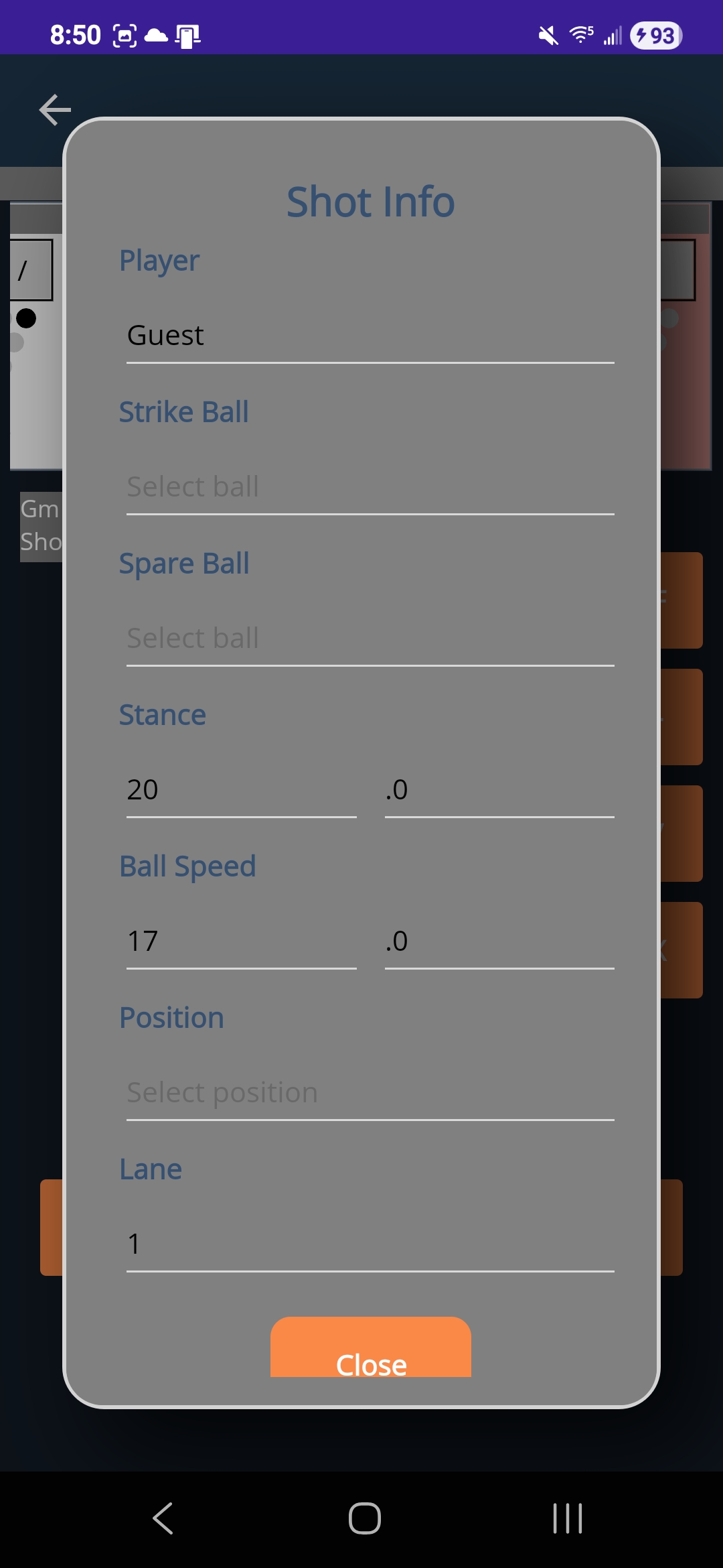 Shot Info Popup
